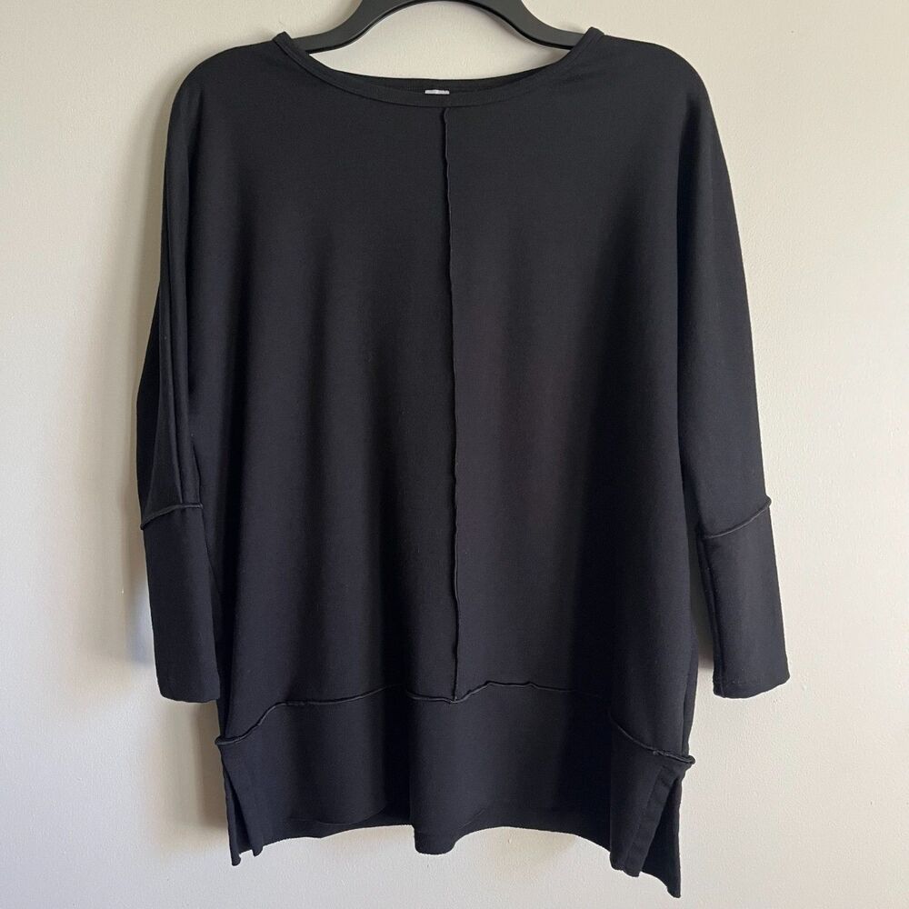 SPANX Perfect Length Pullover Sweatshirt Women's XS Black Dolman 3/4 Sleeve